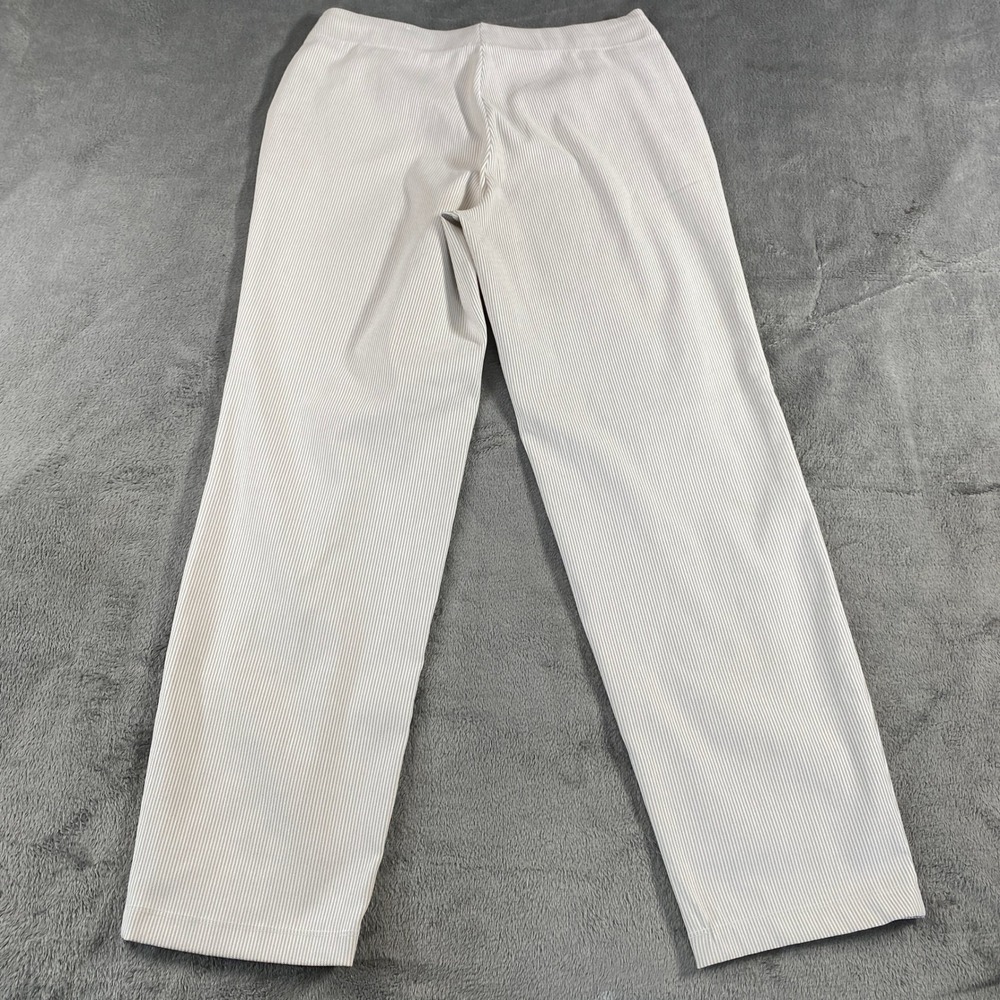 Max Studio Pants Womens L Beige Pinstripe Straight Leg Pull On 9711R06 Stretch - Picture 7 of 9